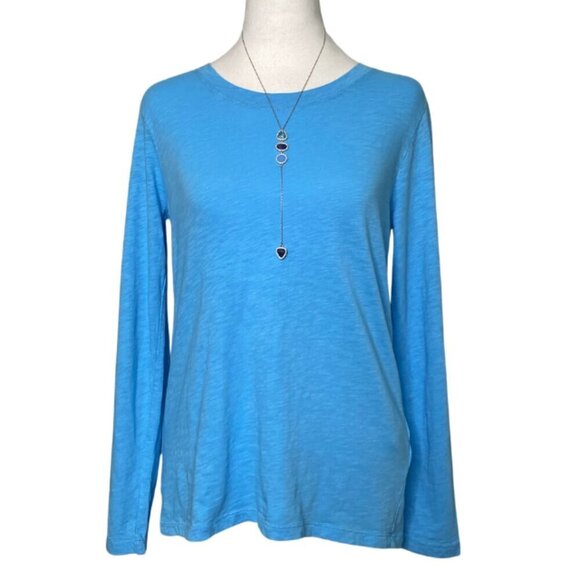 J. Crew Long-Sleeve, Crew Neck, Blue Girlfriend Tee, #AS893, Size Small - Picture 1 of 11
